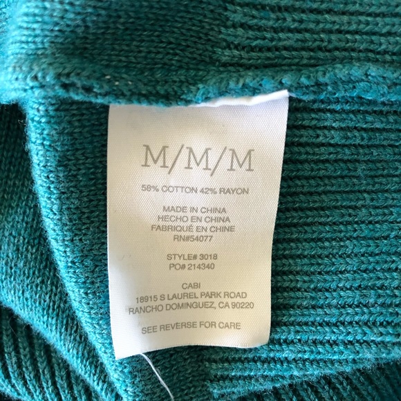 CAbi #3018 Tearoom Teal Cardigan with Faux Fur - Picture 8 of 8